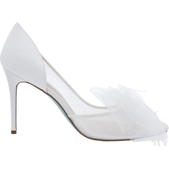 NIB BETSEY JOHNSON WHITE AND BLUE BOTTOM SUSN STILETTOS DRESS PUMPS SIZE 6 - Picture 2 of 4